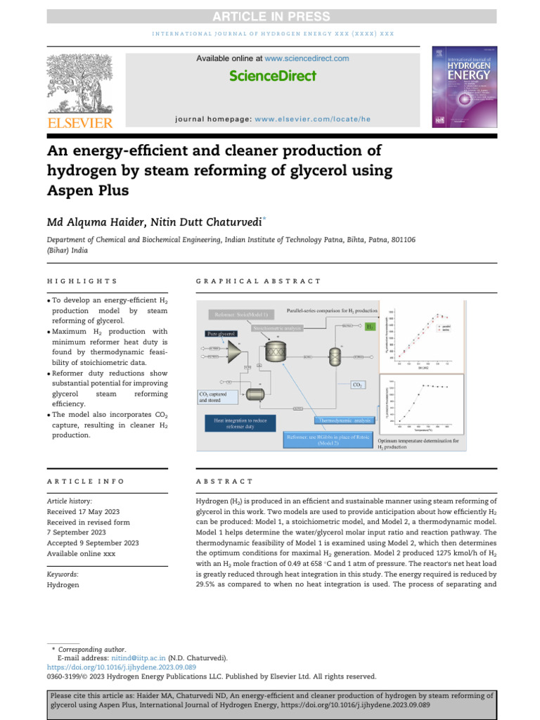An Energy-Efficient and Cleaner Production of Hydrogen by Steam ...