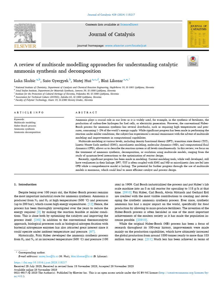 Multiscale Modeling of Ammonia Synthesis | PDF | Catalysis | Chemical ...