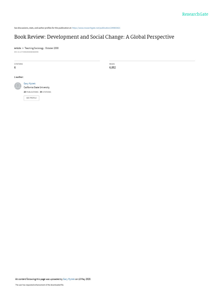 Book Review: Development & Social Change | PDF | Sociology | Globalization