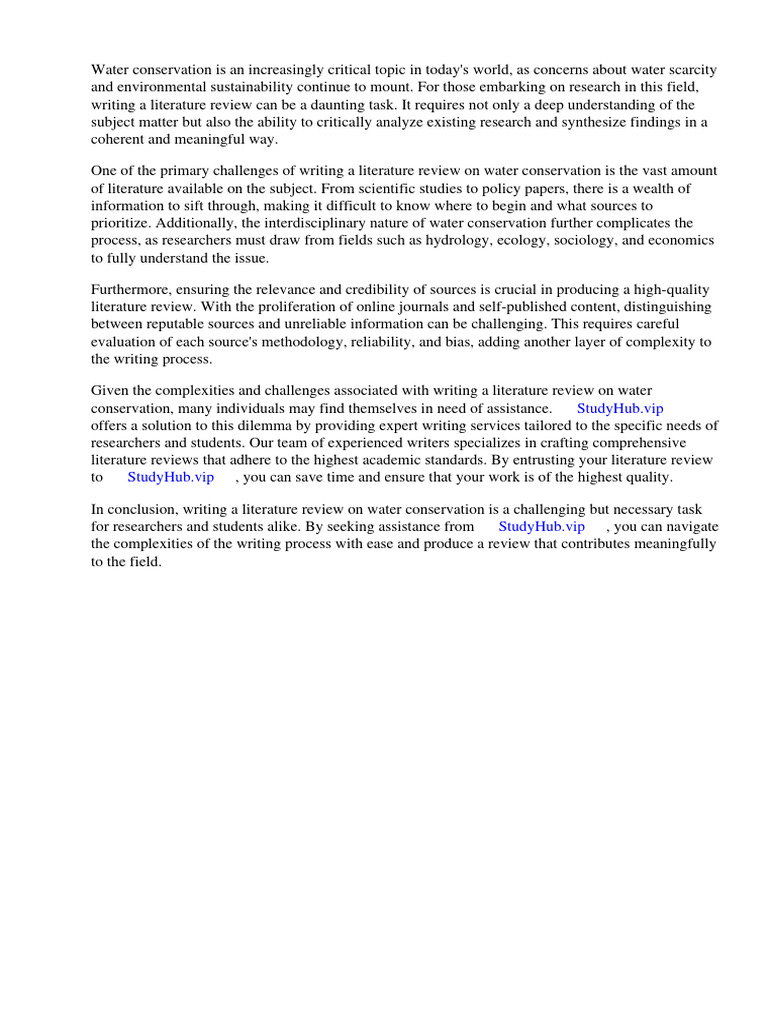 Water Conservation Literature Review PDF Water Water Conservation