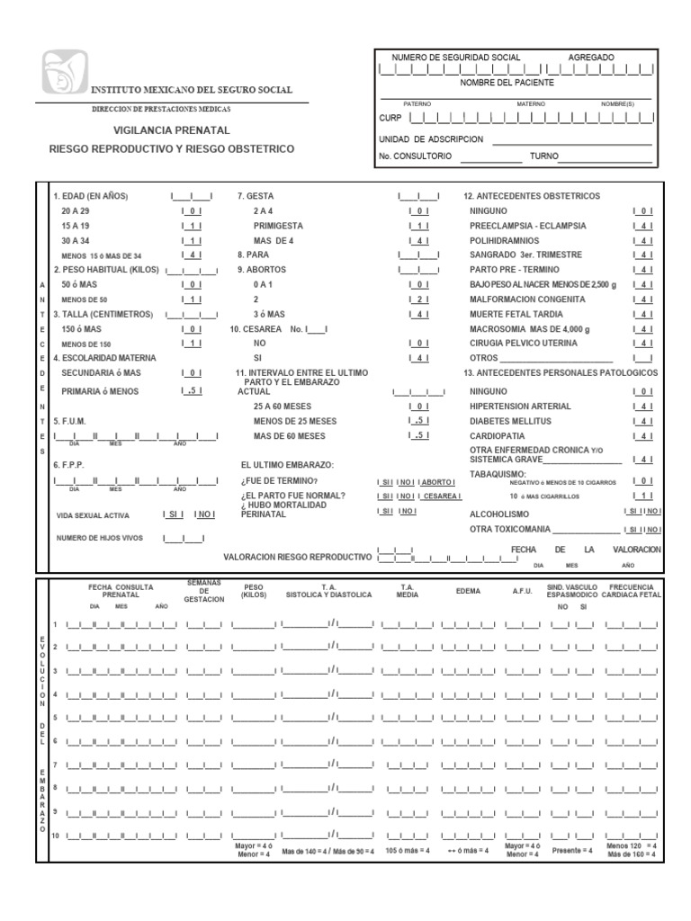 Valoración de Riesgo Obstétrico IMSS | PDF | El embarazo | Salud pública