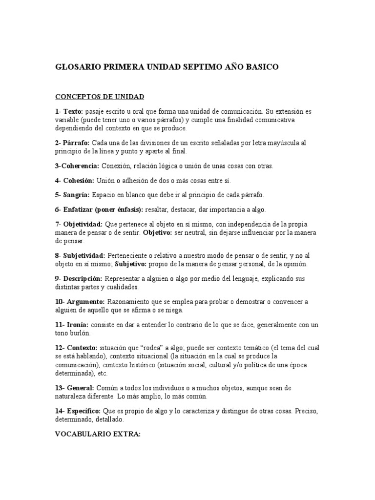 Estudio0 para Lenguaje Glosario | PDF | Artes del Lenguaje y Comunicación