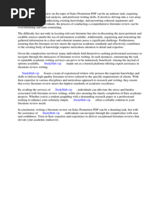 Literature Review Sales Promotion PDF