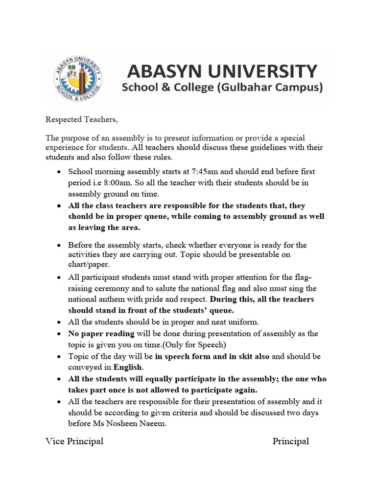 School Assembly Guidelines and Topics | PDF | Courage | Behavioural ...