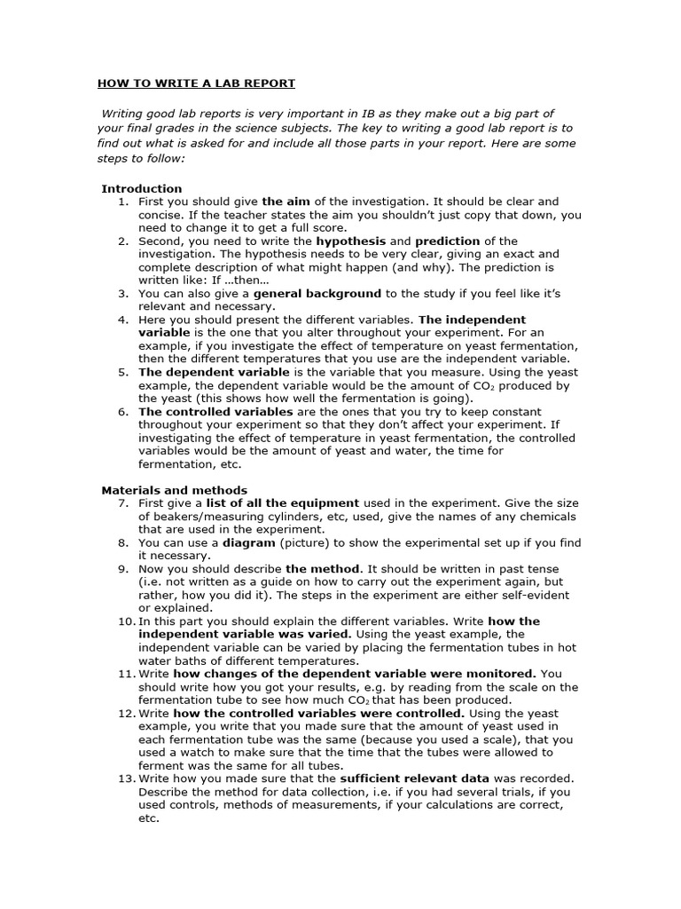 How to Write an Effective Lab Report | PDF | Experiment | Data