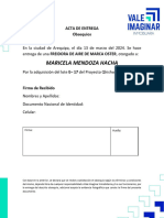 Acta de Entrega Obsequios E-17