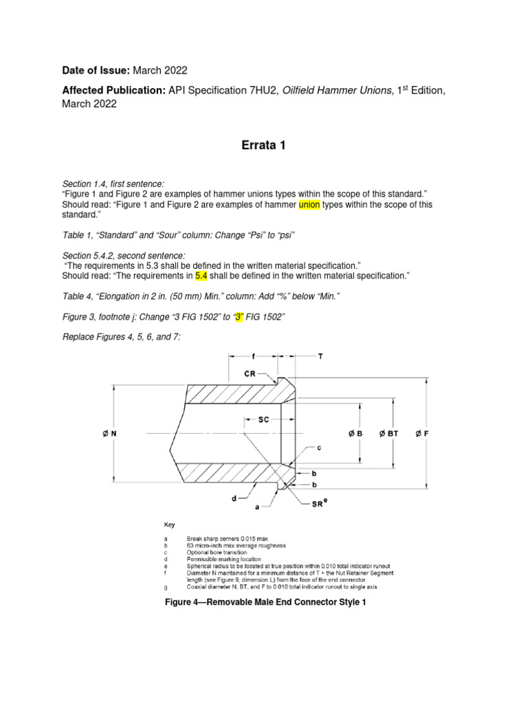 API Spec 7HU2 Errata Summary | PDF