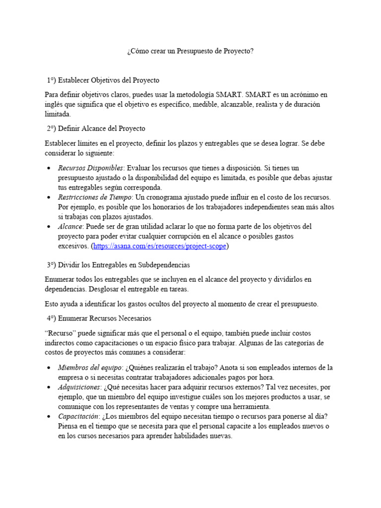 Cómo Crear Un Presupuesto de Proyecto | PDF | Presupuesto | Informática