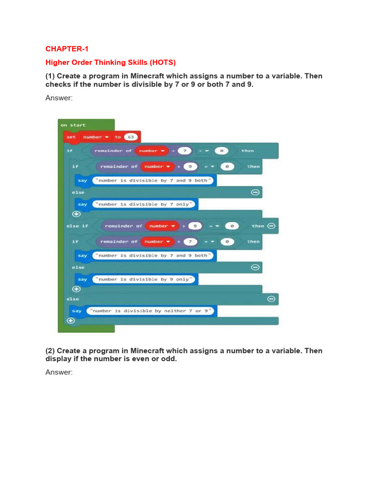 Minecraft Programming for AP Exam | PDF | Control Flow | Algorithms