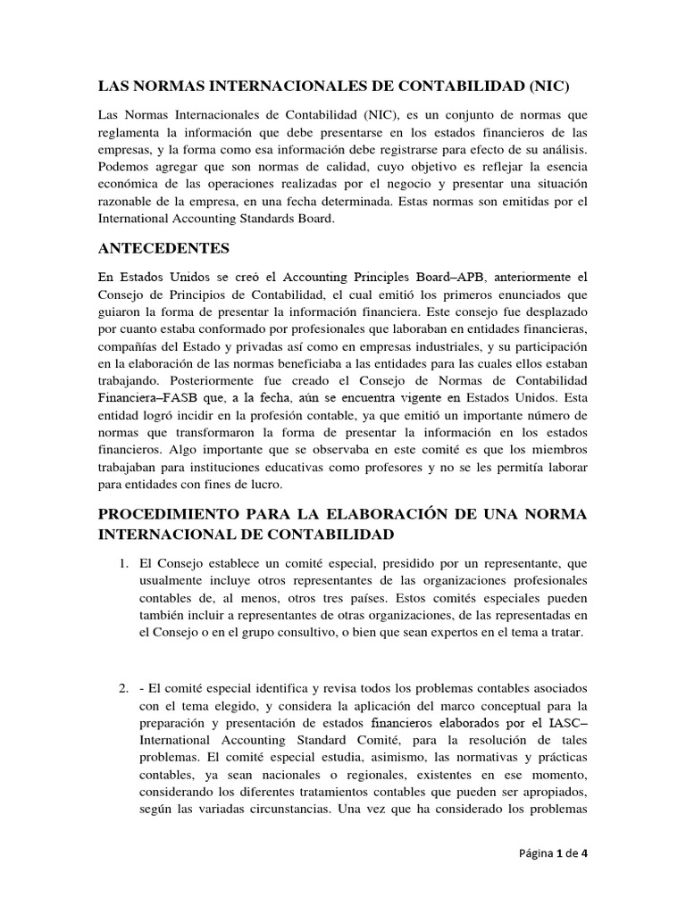 Las Normas Internacionales De Contabilidad Pdf Normas