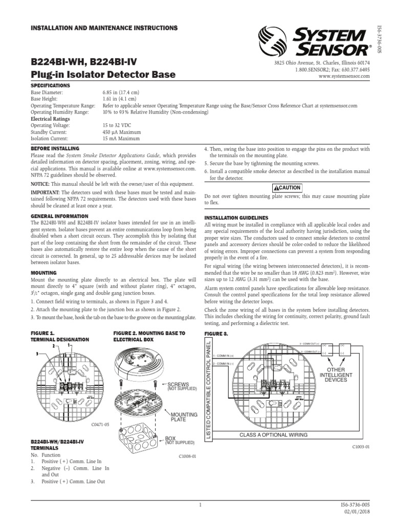 B224BI-WH Isolator Base Guide | PDF | Electrical Wiring | Electrical ...