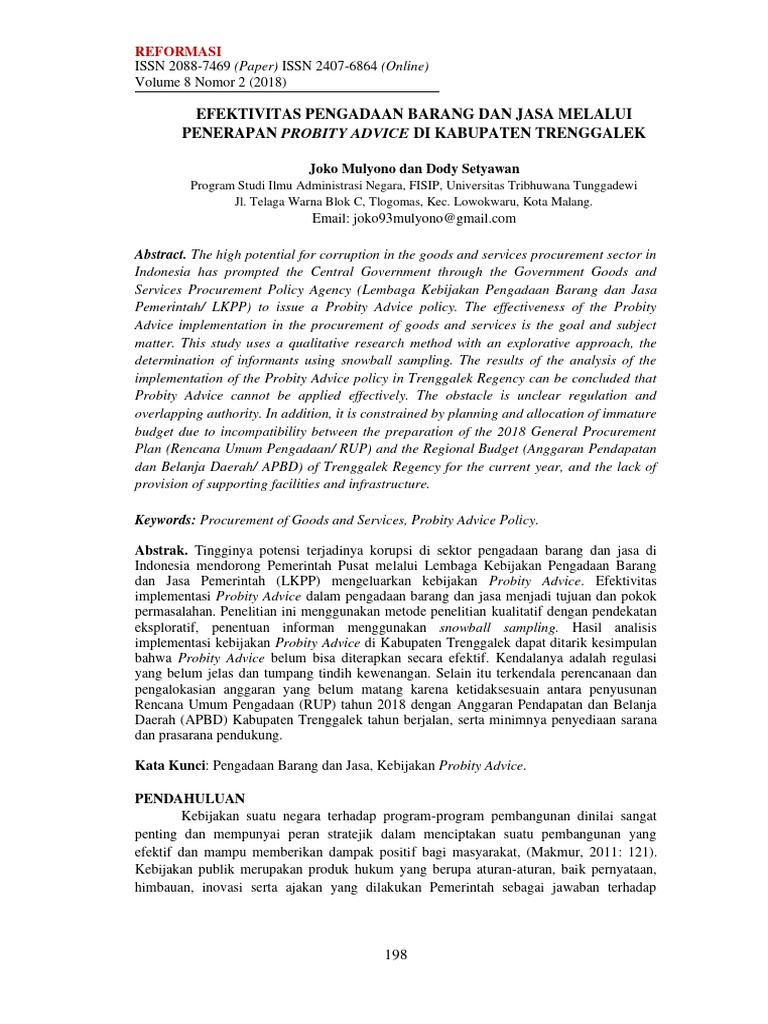 Efektivitas Pengadaan Barang Dan Jasa Me b3521f20 | PDF | Pengelolaan ...