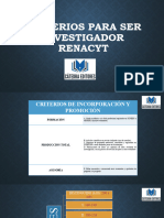 Criterios para Ser Investigador Renacyt