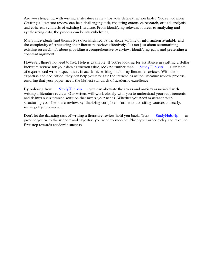 Data Extraction Table Literature Review | PDF | Systematic Review ...
