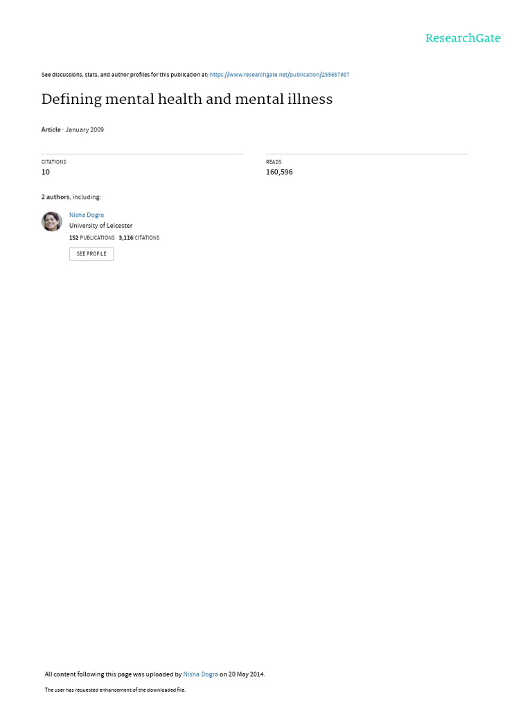 Defining Mental Health and Mental Illness | PDF | Mental Disorder ...
