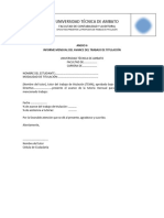 Anexo 6 Informe Mensual Del Avance Del Trabajo de Titulación