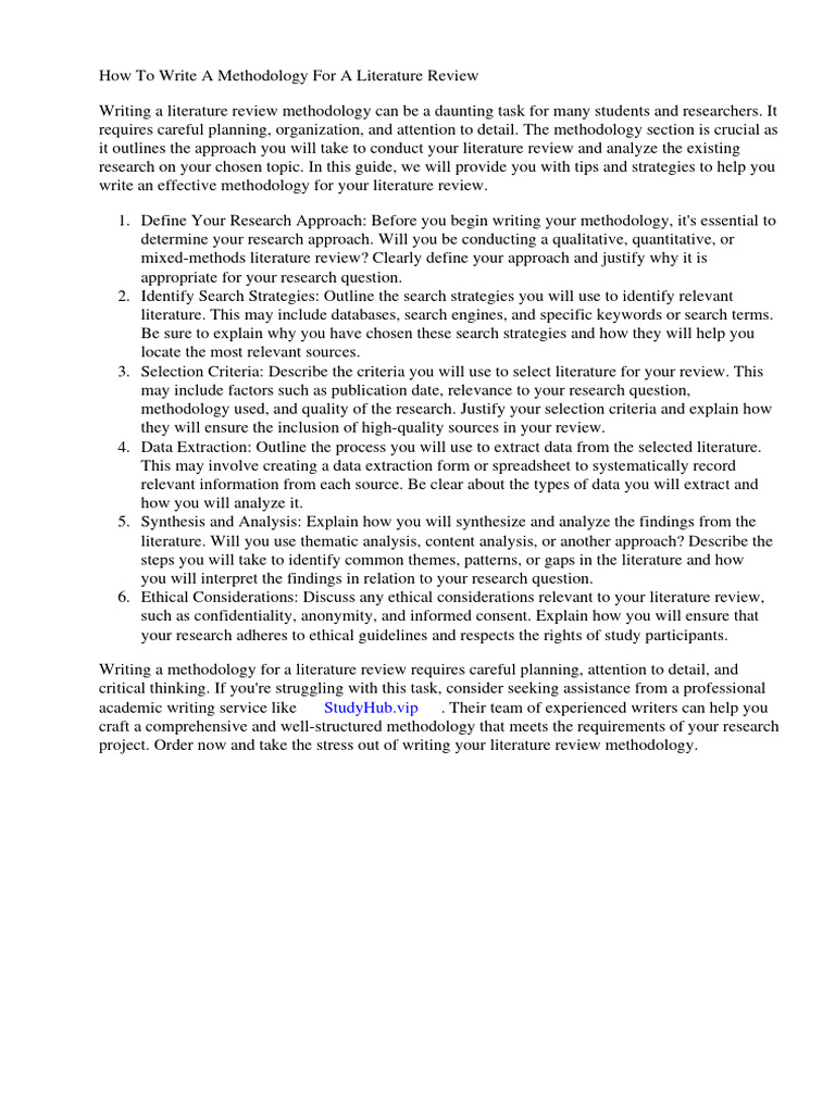 How To Write A Methodology For A Literature Review | PDF | Systematic ...