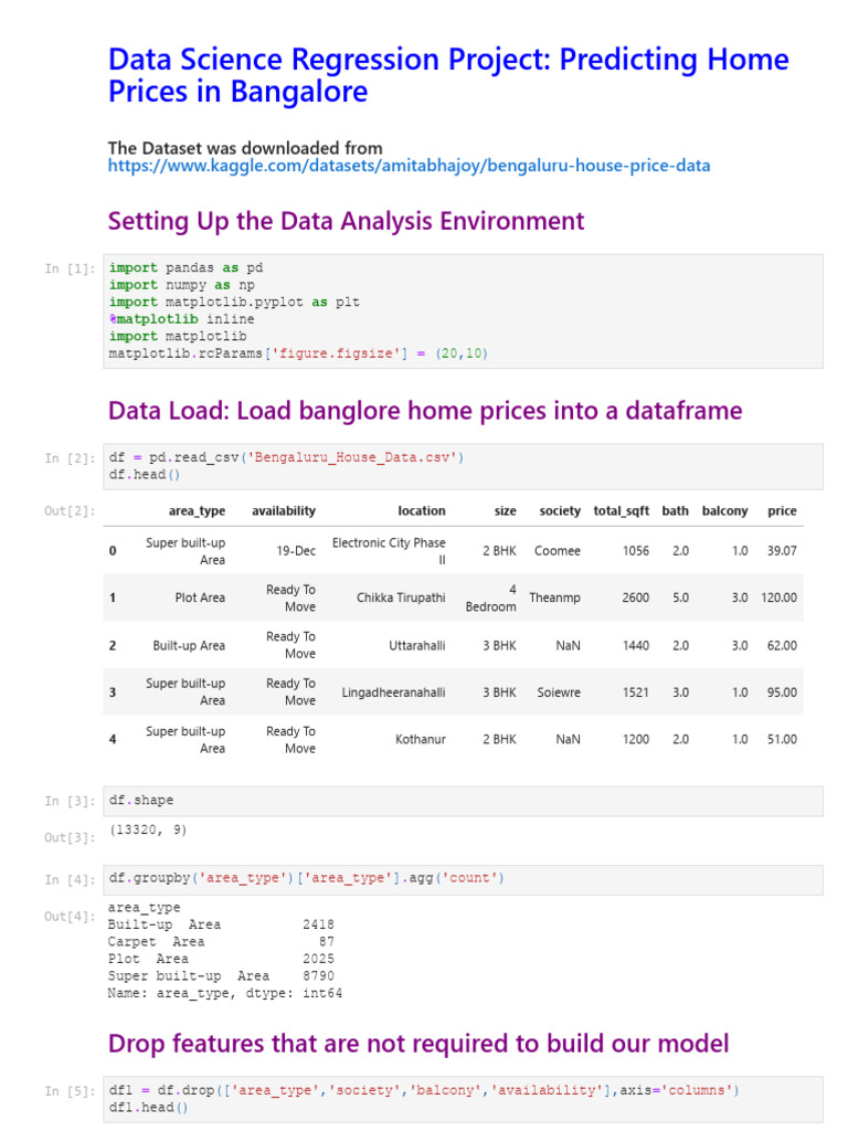 Bengaluru Home Price Prediction Analysis | PDF | Default (Computer ...