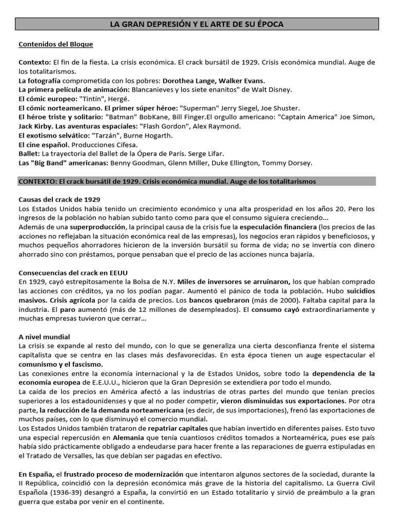 Teor a bloque 7 la gran depresi n pdf la compa a walt disney