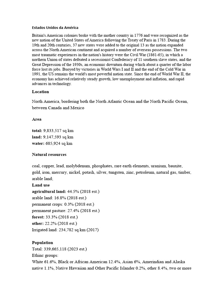 Overview of the United States History and Geography | PDF | Egypt ...