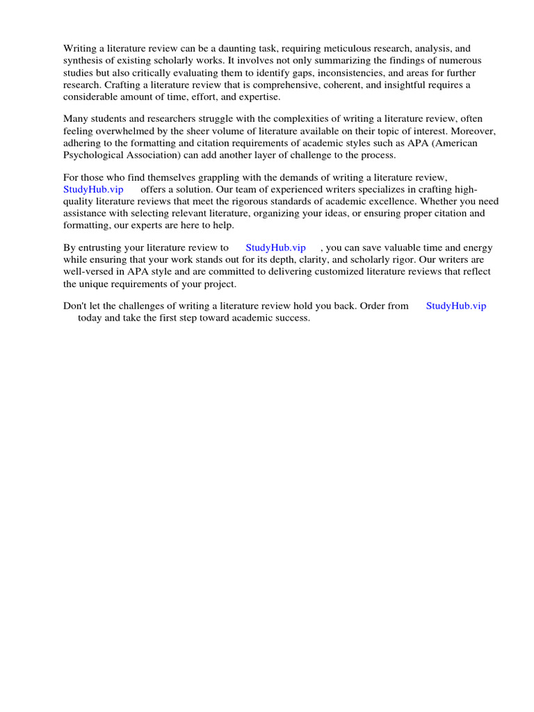 Template Literature Review Apa PDF Apa Style Literature Review