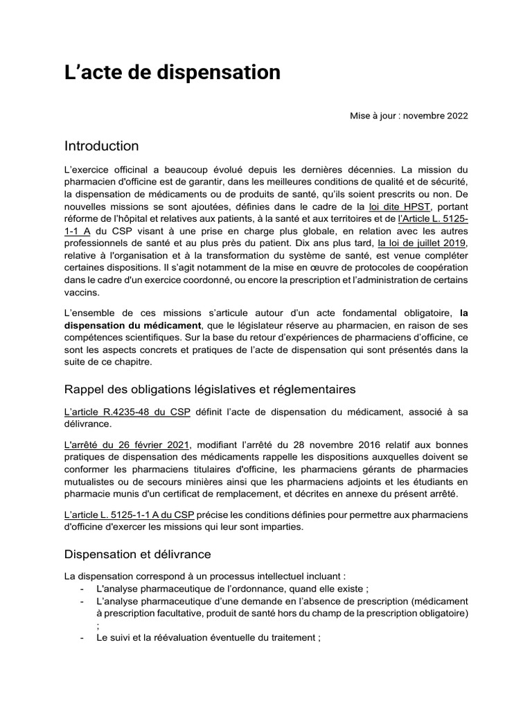 Bonnes pratiques de dispensation des médicaments | PDF | Pharmacien ...