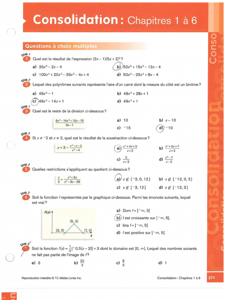 CONSOLIDATION Chap 1 À 6dhdjjd | PDF