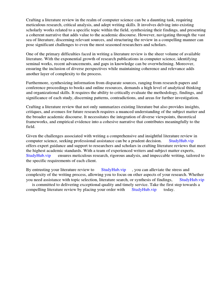 How To Write A Computer Science Literature Review Download Free PDF