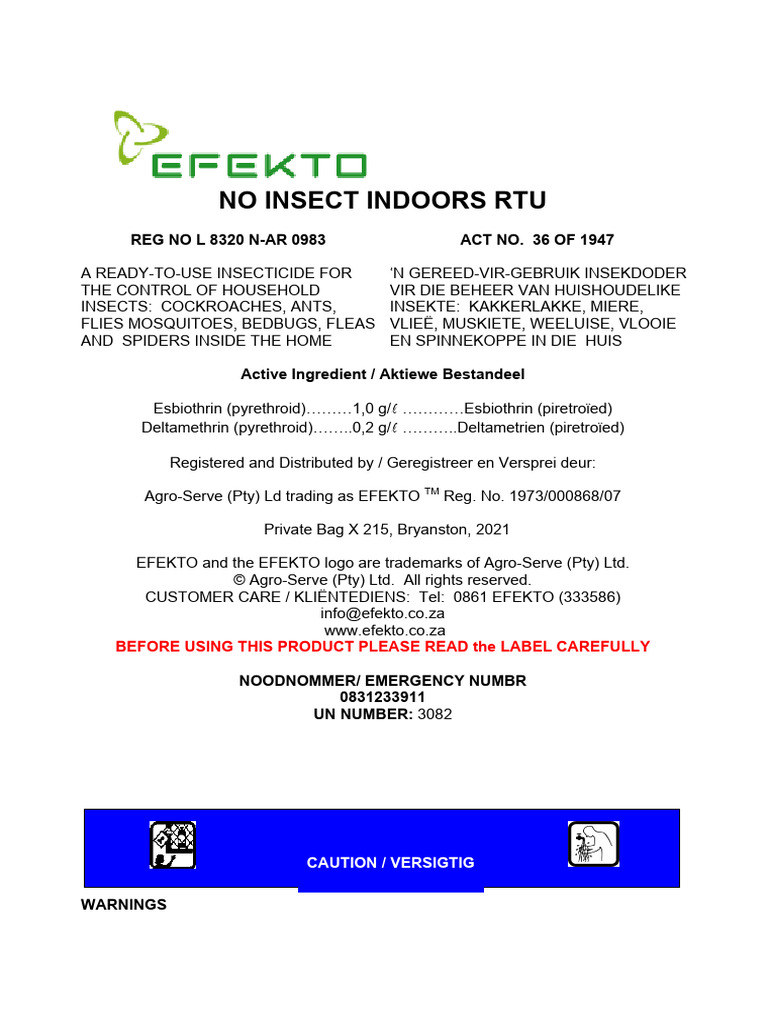 No Insect Indoors Rtu 2009 | PDF | Insects | Insects And Humans