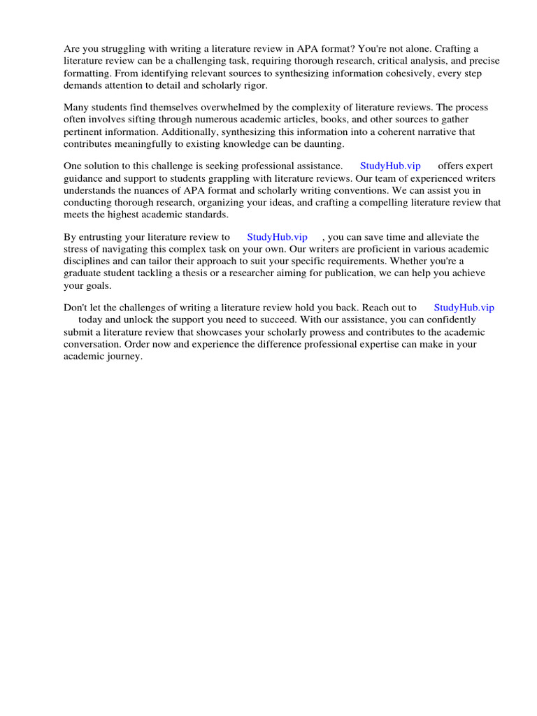 Example of Literature Review Apa Format | PDF | Essays | Thesis