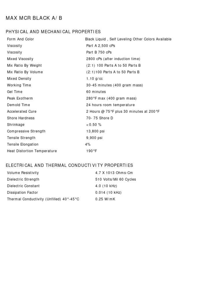 MAX MCR Black A/B Properties Overview | PDF | Science & Mathematics
