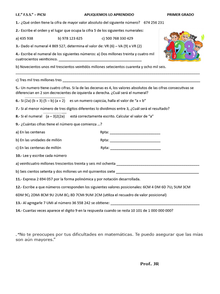 Practica de Numeros Naturales 2 | PDF | Notación Matemática ...