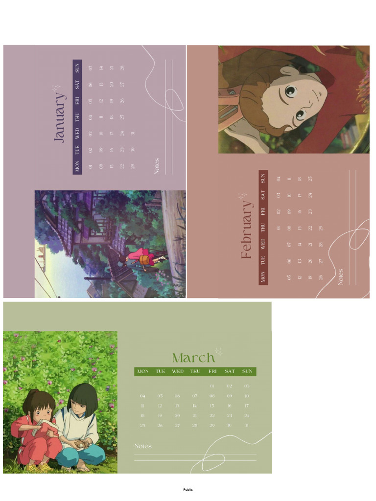 Calendario Studio Ghibli PDF