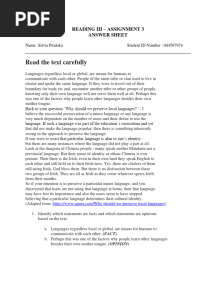 Assignment 3 - Reading III