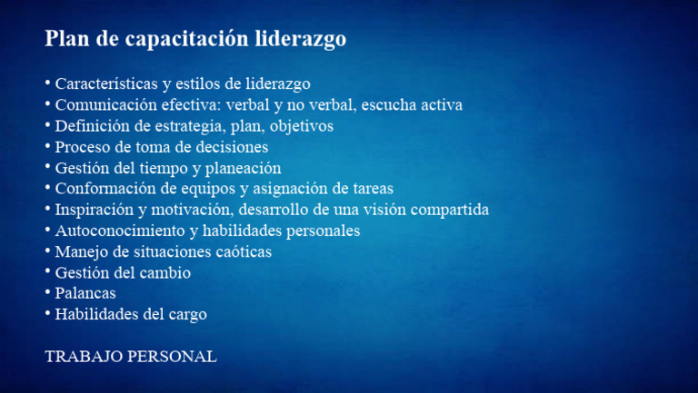 Plan de Capacitación - Liderazgo | PDF