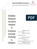 Estados Financieros de La Empresa Frontera Corozal, Ocosingo, Chiapas