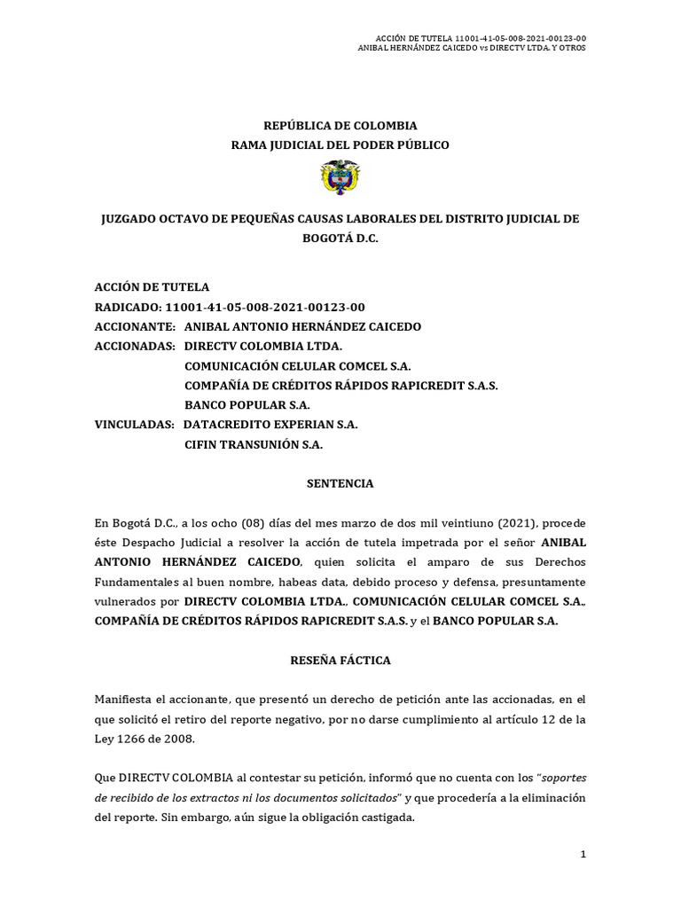 Sentencia 2021-00123 | PDF | Caso de ley | Derecho Constitucional