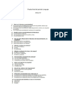 Prueba Final Del Período Lenguaje CICLO5