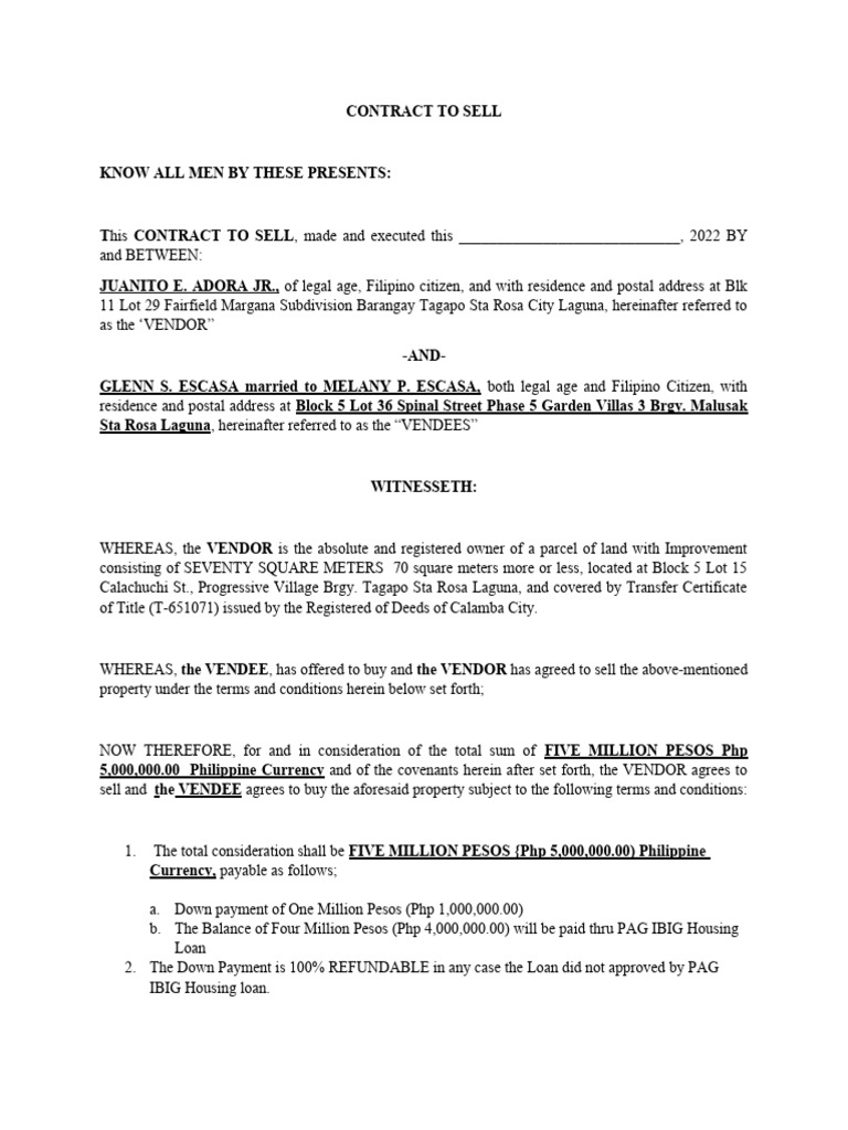 CONTRACT To SELL House Progressive 2 PDF Taxes Title (Property)