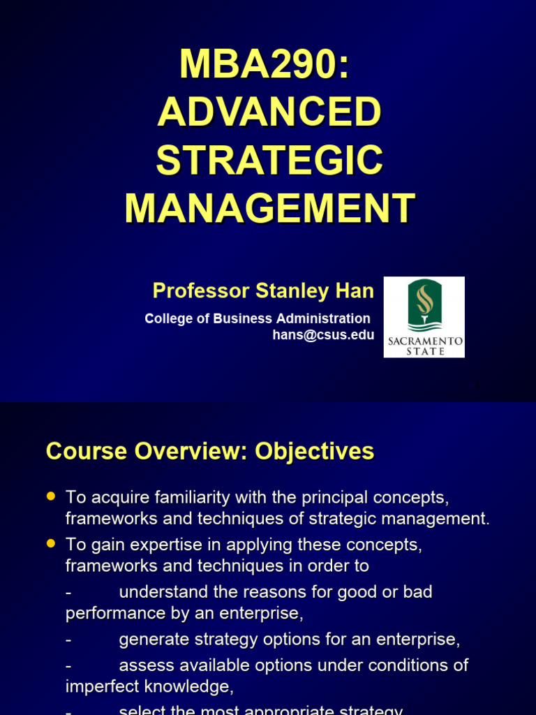 Advanced Strategic Management Course Overview | PDF | Strategic ...