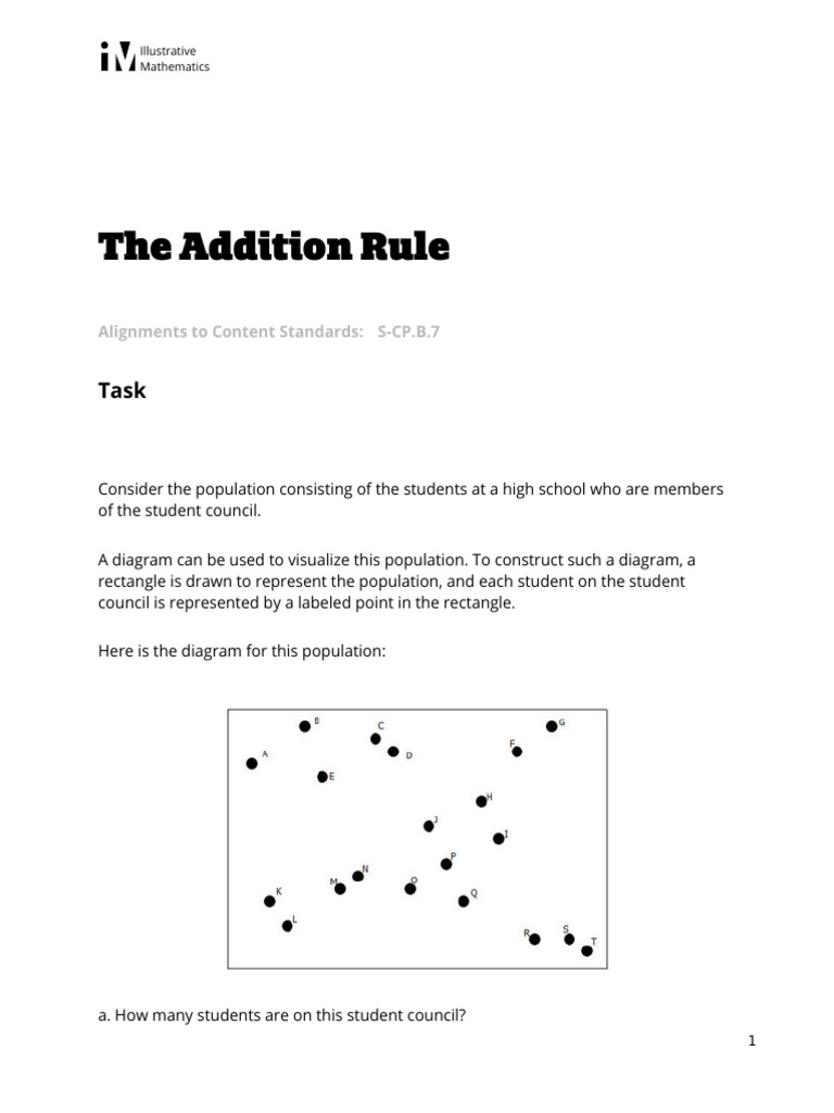 HSS-CP.B.7 The Addition Rule | PDF | Probability | Probability Theory
