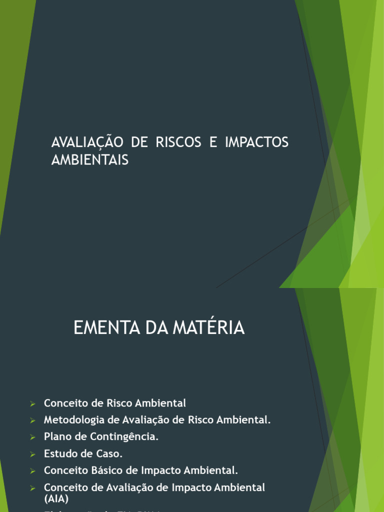 AVALIAÇÃO DE RISCOS E IMPACTOS AMBIENTAIS | PDF | Ambiente natural ...