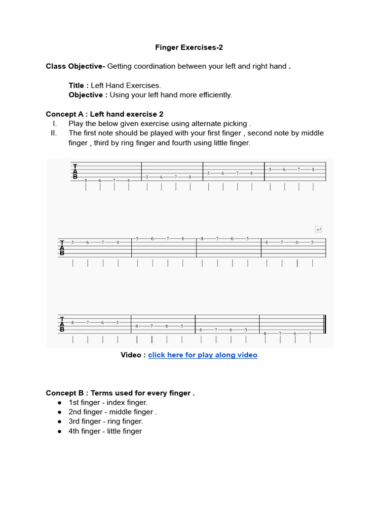 Left Hand Finger Coordination Exercises | PDF | Language Arts ...