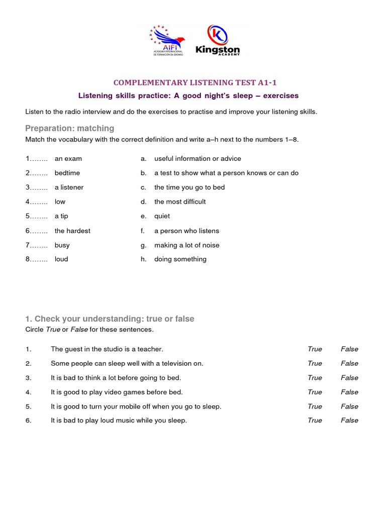 Beginner Listening Skills Practice | PDF