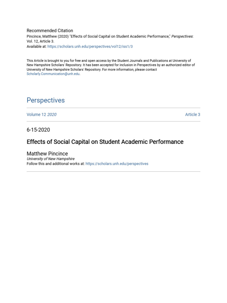 Effects of Social Capital On Student Academic Performance | PDF | P ...
