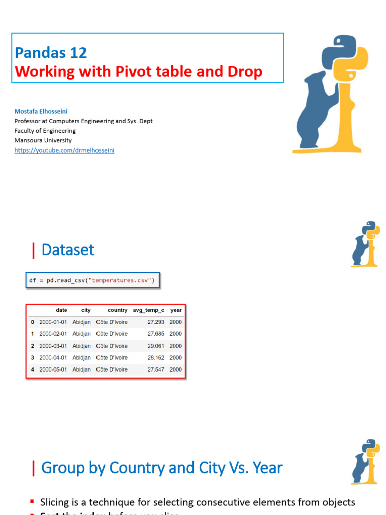 Pandas 12 Pivot Table and Drop A Download Free PDF Computing Information Science