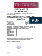 Certificado de Operatividad Cargador Frontal Komatsu Wa470-6