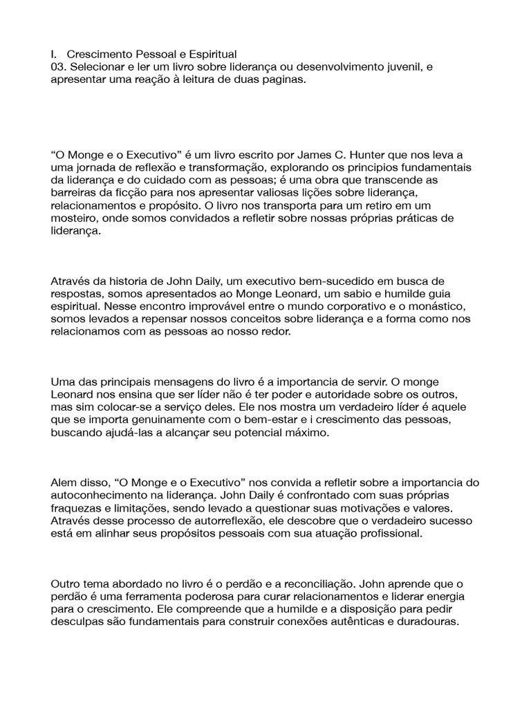Reacao a leitura o monge e o executivo pdf