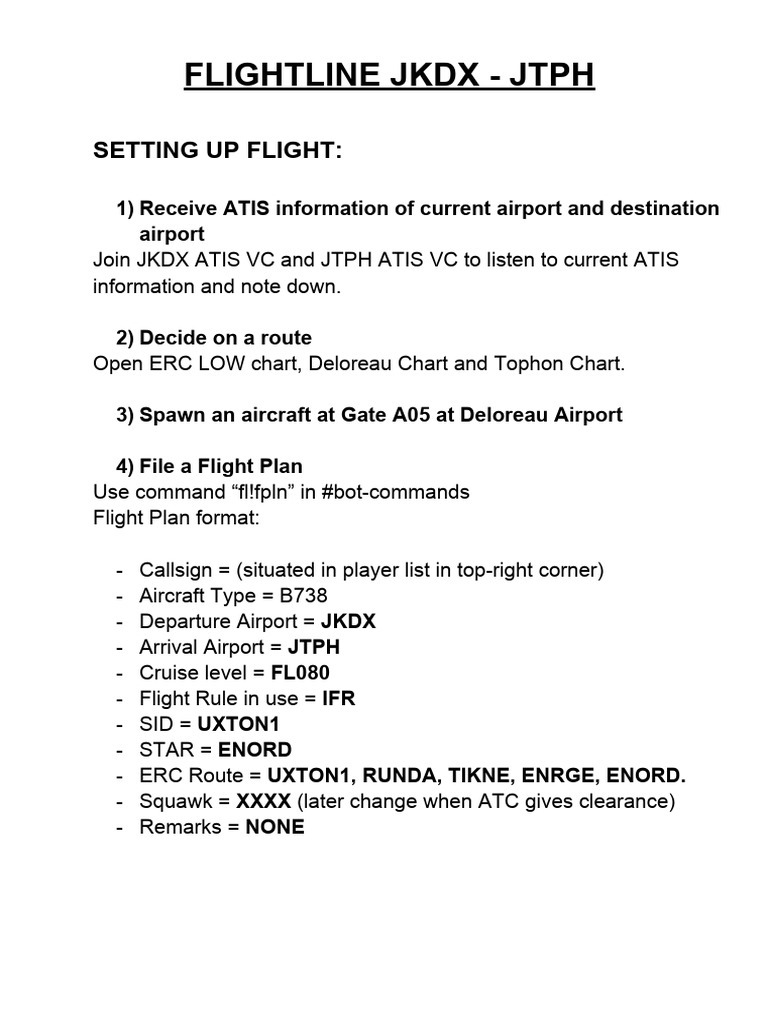 Flight Plan Guide for JKDX to JTPH | PDF