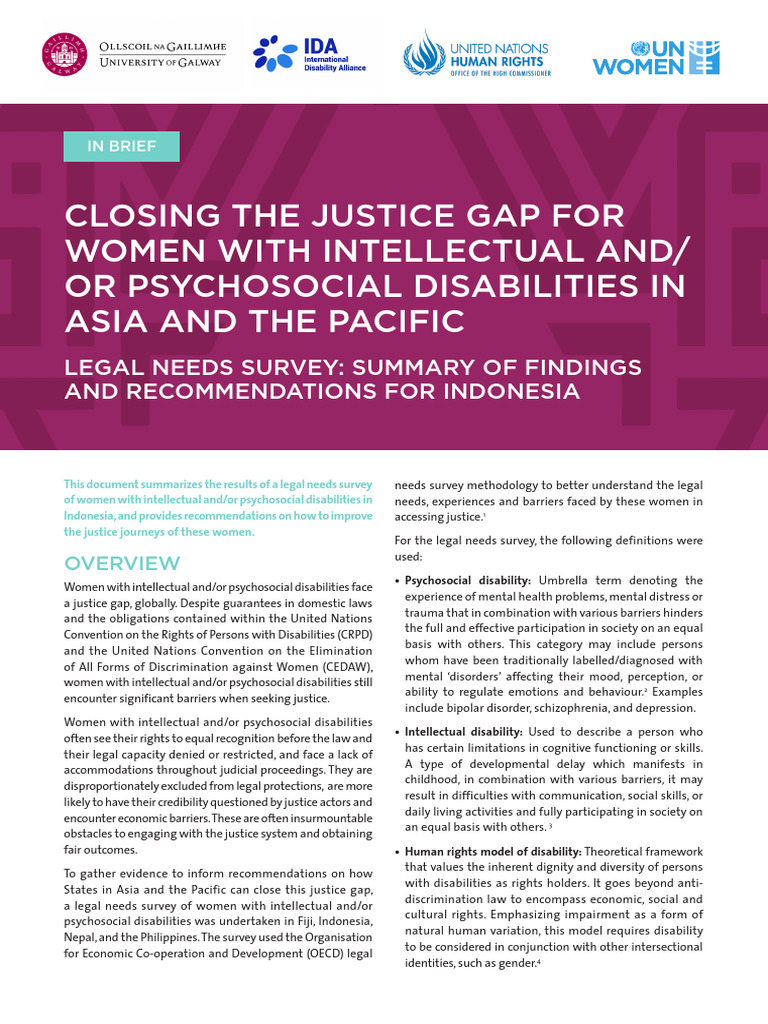 Justice for Women with Disabilities | PDF | Disability | Legal Aid